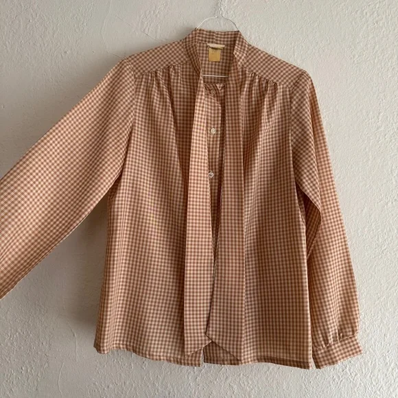 Vintage gingham secretary blouse - Picture 4 of 5